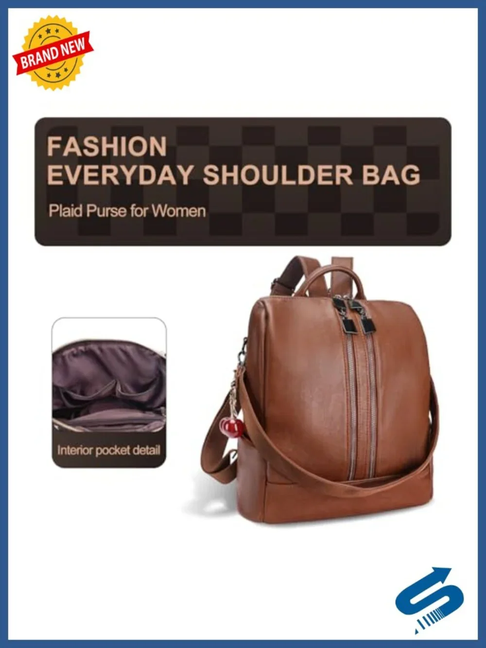 Vintage Leather Backpack Purse, 2-in-1 Shoulder Bag with Wallet, Spacious Travel